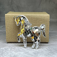 Аплікація Єдиноріг (паєтка), 6*7 см, колір-срібло, шт, Сріблястий