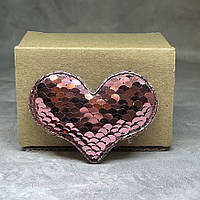 Аплікація-паєтка, Серце 65*55 мм, колір-рожевий, шт, Рожевий