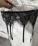 Пояс для чулок ажурний на застібках Beileisi чорний, фото 3