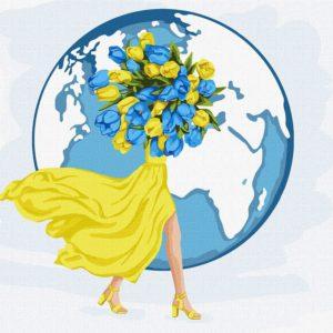 Набір для розпису по номерах Идейка 40 х40 см  "Разом зі світом " KHO5052, фото 1