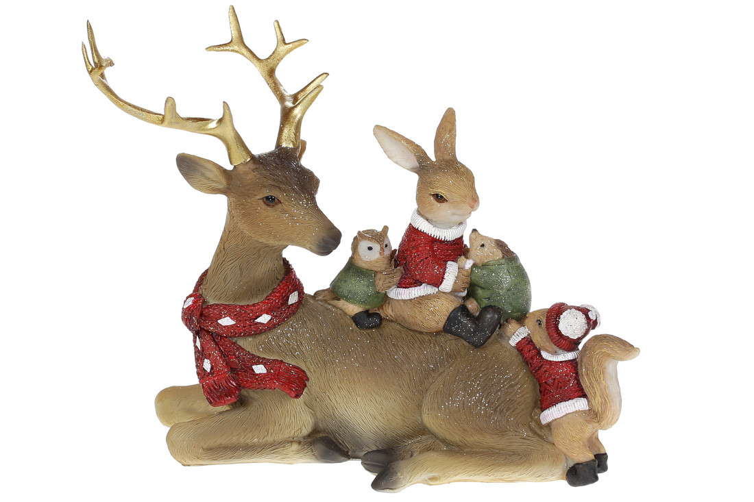 Статуетка Лісові жителі на олені, 16см, фото 1