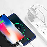 Мережевий зарядний пристрій Hoco C59A 2 USB білий з кабелем Lightning, фото 4
