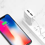 Мережевий зарядний пристрій Hoco C59A 2 USB білий з кабелем Lightning, фото 5