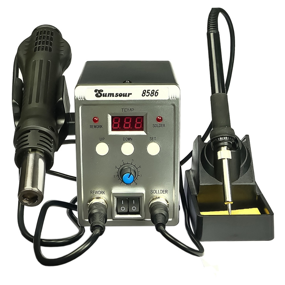 Паяльна станція Sumsour 8586 фен, паяльник, цифрова індикація, фото 1