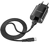 Мережевий зарядний пристрій Borofone BN1 USB чорний + кабель USB to Type-C, фото 4