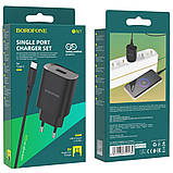 Мережевий зарядний пристрій Borofone BN1 USB чорний + кабель USB to Type-C, фото 5