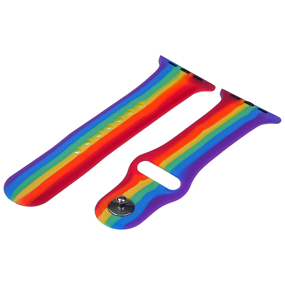 Ремінець силіконовий Rainbow для Apple Watch Sport Band 42/44 mm веселка розмір S