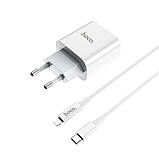 Мережевий зарядний пристрій Hoco C76A Plus Type-C PD 20 W білий + кабель Type-C to Lightning, фото 6