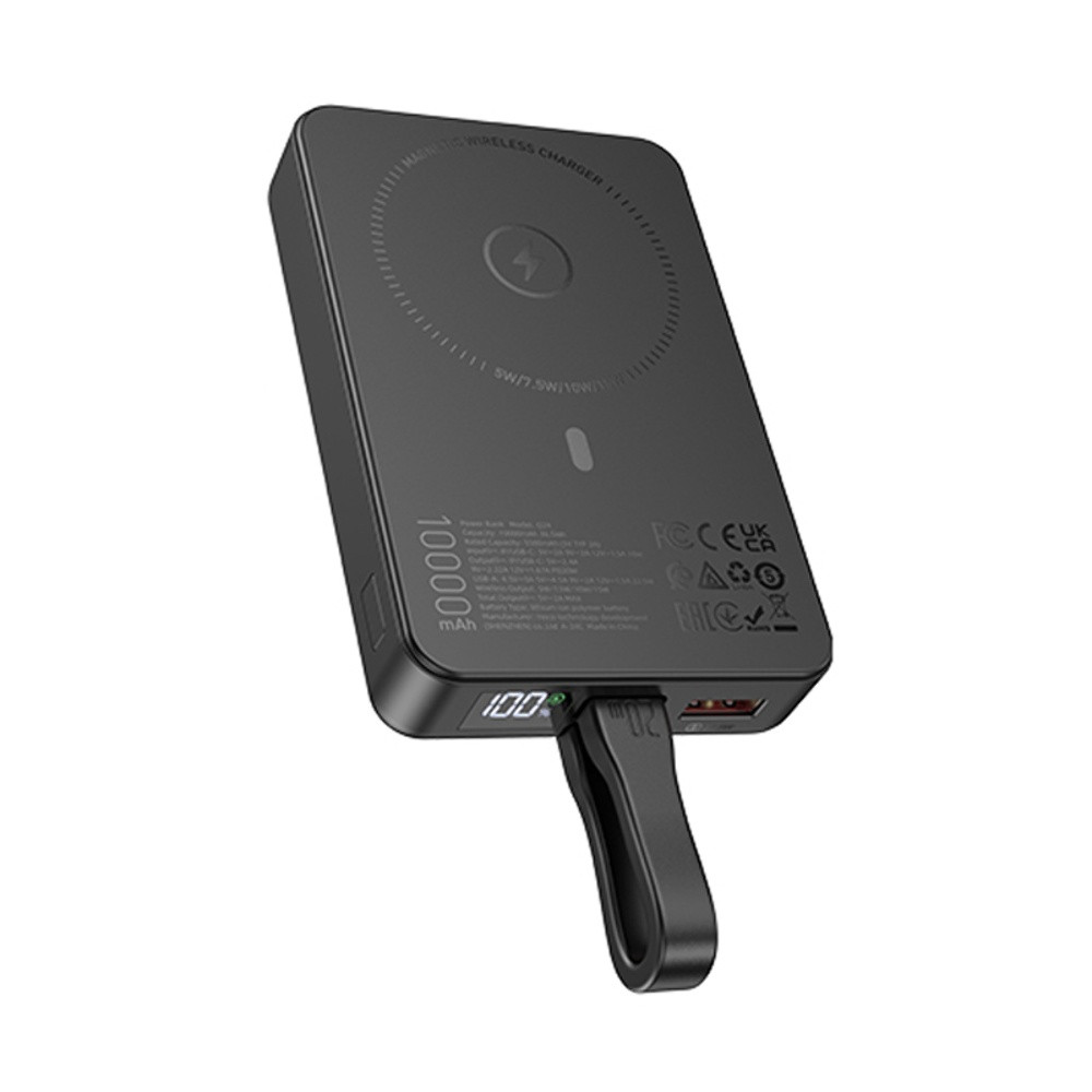 Power bank Hoco Q24 10000 mAh 22.5W PD 20W магнітний з функцією бездротового заряджання black