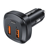 Автомобільний зарядний пристрій Acefast B9 2 USB/Type-C QC PD 66 W чорний