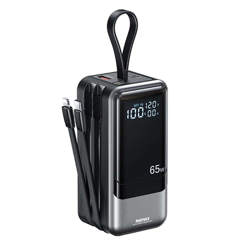 Power bank Remax RPP-59 20000 mAh 65 W+60 W PD+QC + кабель Type-C/Lightning сірий