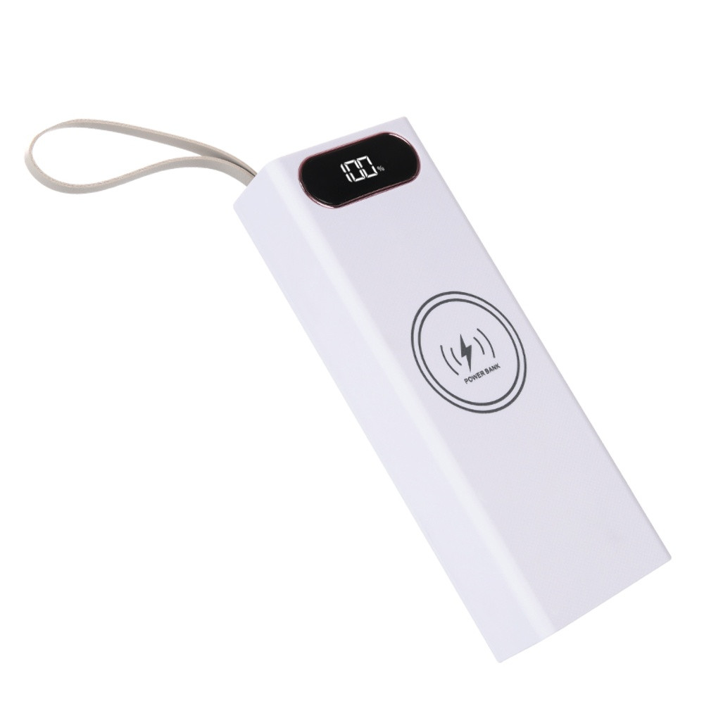 Корпус Multi-powerbank L20, під елементи 18650 до 20 шт., 22.5+15W, з бездротовою зарядкою та ліхтарем, білий