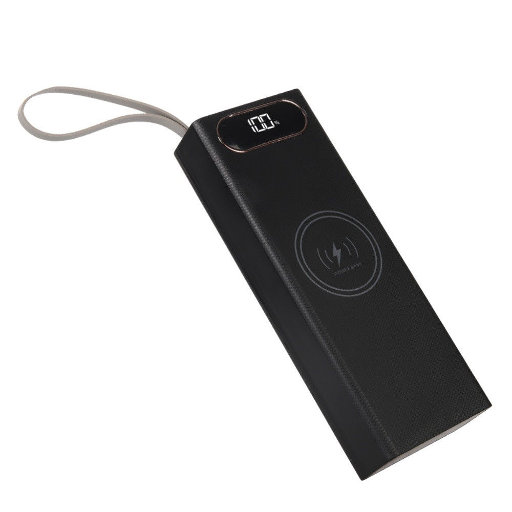 Корпус Multi-powerbank L20, під елементи 18650 до 20 шт., 22.5+15W, з бездротовою зарядкою і ліхтарем, чорний
