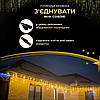 Вулична гірлянда бахрома 12(м) 200 led світлодіодів зовнішня жовта чорний дріт, фото 6