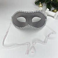 Карнавальний аксесуар Finding Маска на верхню половину обличчя Сіра срібляста 21 см х 9 см