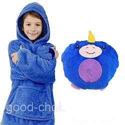 Дитячий плед з капюшоном та рукавами Huggle Pets Hoodie, Синій / Толстовка дитяча / Плед худі / Дитячий худі