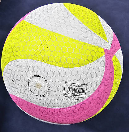 М'яч волейбольний FOX SDV8600 PU рожево-біло-жовтий, фото 3