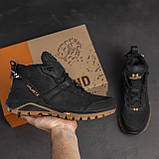 Черевики чоловічі спортивні натуральні на хутрі, чорні шкіряні черевики натуральна шкіра *V-117 чор бот* real, фото 2