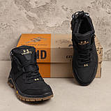 Черевики чоловічі спортивні натуральні на хутрі, чорні шкіряні черевики натуральна шкіра *V-117 чор бот* real, фото 3