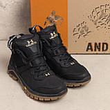 Черевики чоловічі спортивні натуральні на хутрі, чорні шкіряні черевики натуральна шкіра *V-117 чор бот* real, фото 4