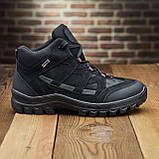 Чорні шкіряні високі зимові черевики чоловічі на високій підошві, спортивні черевики натуральна шкіра *En* real, фото 2