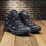 Чорні шкіряні високі зимові черевики чоловічі на високій підошві, спортивні черевики натуральна шкіра *En* real, фото 3