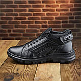 Чорні спортивні теплі зимові кросівки чоловічі на хутрі, шкіряні кросівки з хутром для чоловіків *125/1* real, фото 2