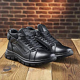 Чорні спортивні теплі зимові кросівки чоловічі на хутрі, шкіряні кросівки з хутром для чоловіків *125/1* real, фото 3