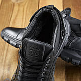 Чорні спортивні теплі зимові кросівки чоловічі на хутрі, шкіряні кросівки з хутром для чоловіків *125/1* real, фото 4
