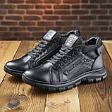 Чорні спортивні теплі зимові кросівки чоловічі на хутрі, шкіряні кросівки з хутром для чоловіків *125/1* real, фото 5