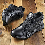 Чорні спортивні теплі зимові кросівки чоловічі на хутрі, шкіряні кросівки з хутром для чоловіків *125/1* real, фото 6