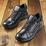 Чорні спортивні теплі зимові кросівки чоловічі на хутрі, шкіряні кросівки з хутром для чоловіків *125/1* real, фото 7