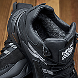 Чорні спортивні високі зимові теплі кросівки чоловічі на хутрі, шкіряні кросівки з хутром для чоловіків *94* real, фото 2