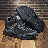 Чорні спортивні високі зимові теплі кросівки чоловічі на хутрі, шкіряні кросівки з хутром для чоловіків *94* real, фото 4