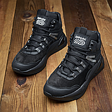 Чорні спортивні високі зимові теплі кросівки чоловічі на хутрі, шкіряні кросівки з хутром для чоловіків *94* real, фото 6