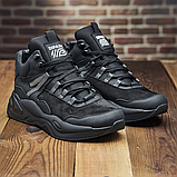 Чорні спортивні високі зимові теплі кросівки чоловічі на хутрі, шкіряні кросівки з хутром для чоловіків *94* real, фото 7