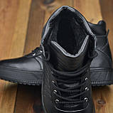 Чорні високі теплі зимові кросівки чоловічі на хутрі, шкіряні кросівки з хутром для чоловіків *Байкер бот* real, фото 2