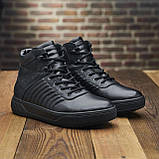 Чорні високі теплі зимові кросівки чоловічі на хутрі, шкіряні кросівки з хутром для чоловіків *Байкер бот* real, фото 6