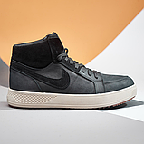 Чоловічі зимові шкіряні високі кросівки найк утеплене хутро чорного кольору для чоловіків *211 ч/б* real, фото 2