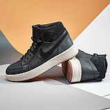 Чоловічі зимові шкіряні високі кросівки найк утеплене хутро чорного кольору для чоловіків *211 ч/б* real, фото 4