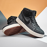 Чоловічі зимові шкіряні високі кросівки найк утеплене хутро чорного кольору для чоловіків *211 ч/б* real, фото 5