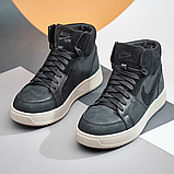 Чоловічі зимові шкіряні високі кросівки найк утеплене хутро чорного кольору для чоловіків *211 ч/б* real, фото 6