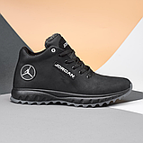 Шкіряні кросівки зимові утеплені хутро чорного кольору, кросівки з хутром для чоловіків *Д-3* real, фото 2