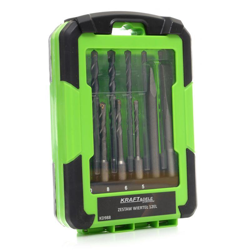 Свердла для дерева набір 12 шт. Kraft&Dele KD988 Комплект свердл та біт, фото 1