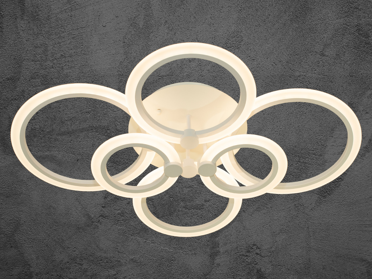 Світлодіодна люстра в спальню з димером, колір білий, 90 W на 13 м2 A8022-6WHDIM-LS