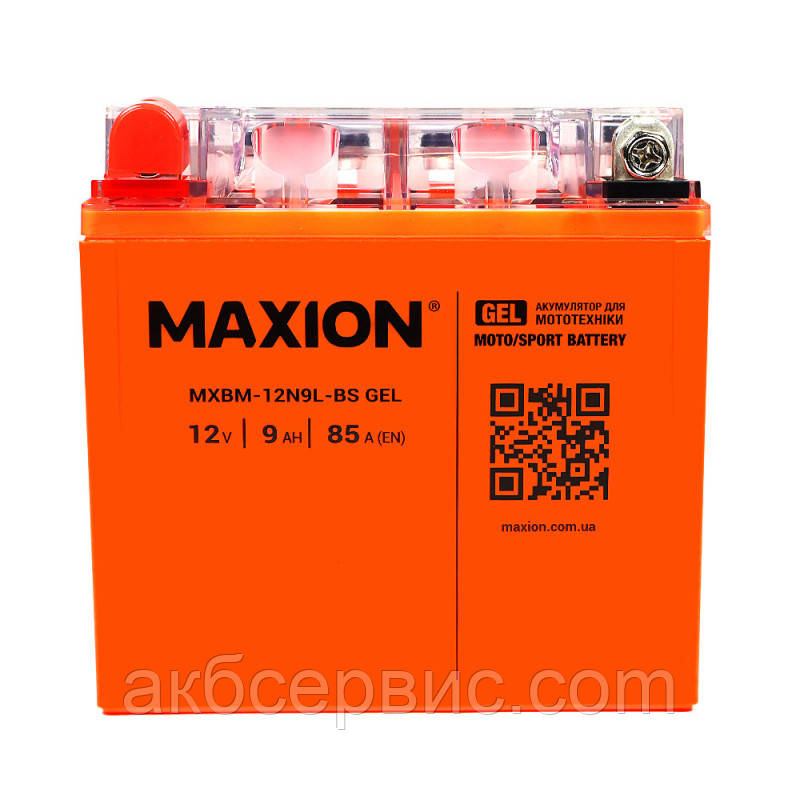 Мото акумулятор MAXION 24MXBM-12N9L-BS GEL (12V, 9Ah, 85A, +/-)