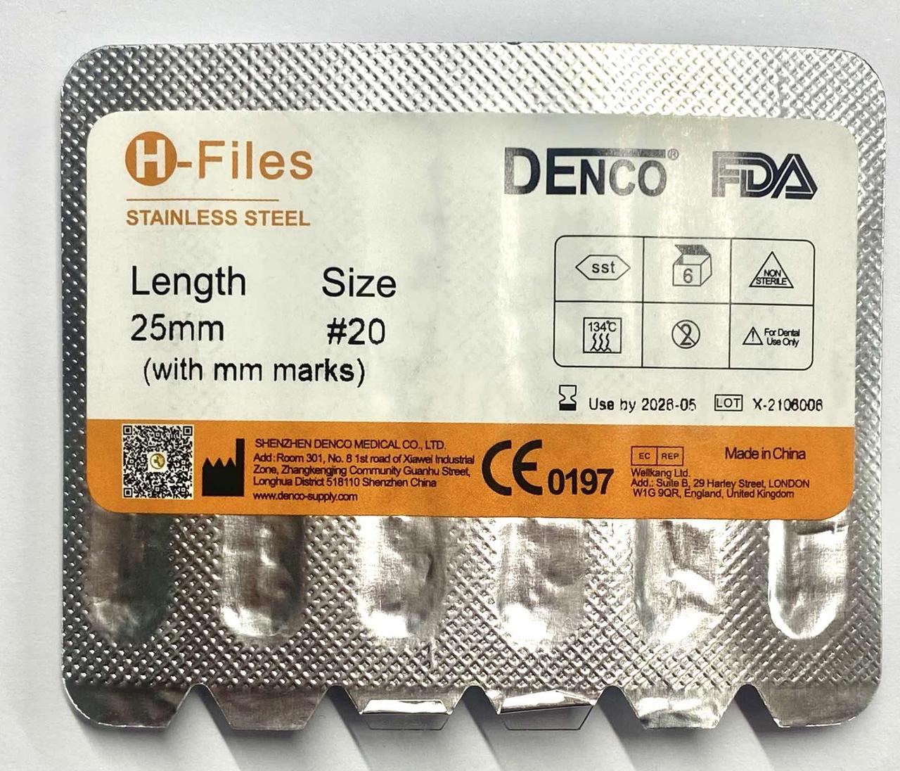 H-File Denco( H-Files), 20  25мм, 6 шт/уп, Denco