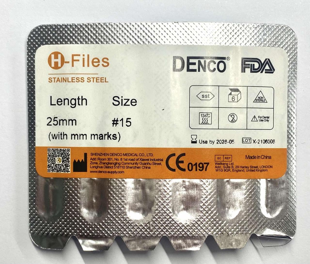 H-File Denco( H-Files), 15 25мм, 6 шт/уп, Denco