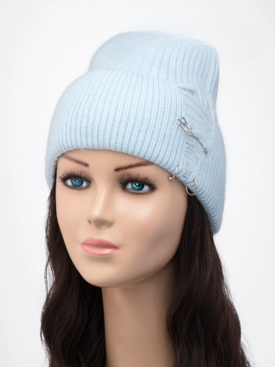 Шапка із ангори з потертостями бейкер, фото 1