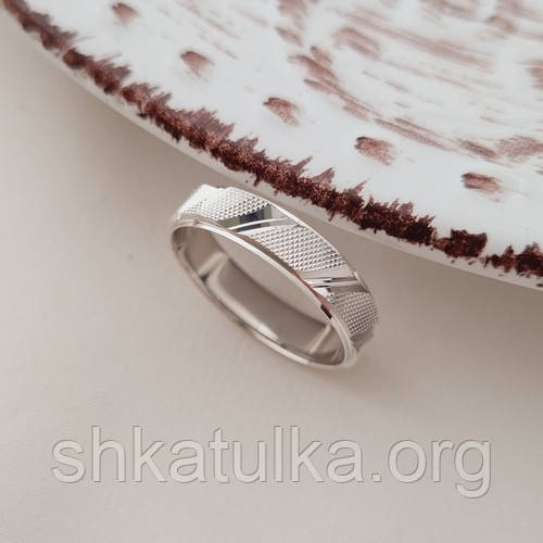 Срібна обручка з алмазною гранню, фото 1